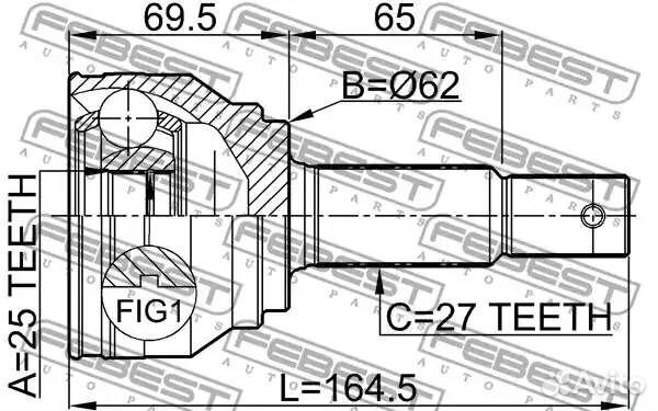 Шрус наружный 25x62x27 (KIA sportage 2004-2010) fe