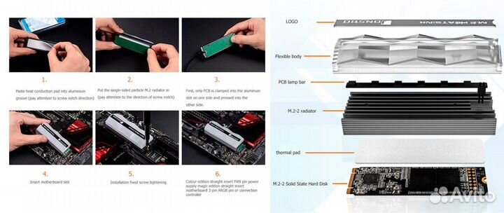 Новый Argb Радиатор охлаждения для M2 SSD 19 мм