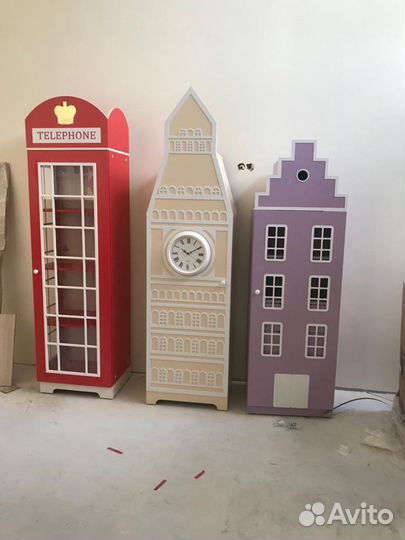 Шкафы домики в детскую. Стенка из шкафов Ш-13