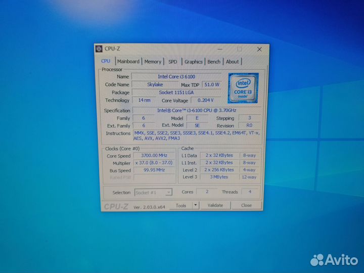 Процессор Intel core i3 6100