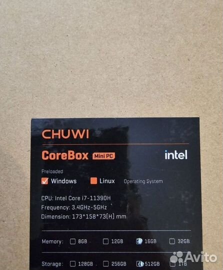 Мини-пк Chuwi CoreBox i7 11390H