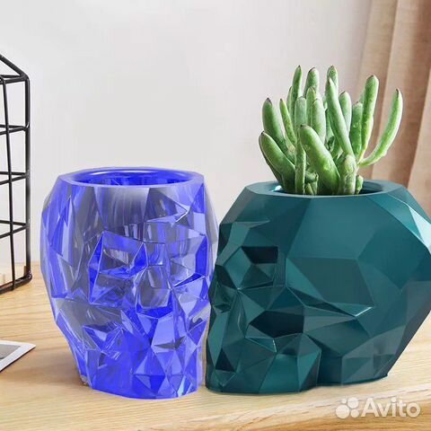 Силиконовая форма череп кашпо