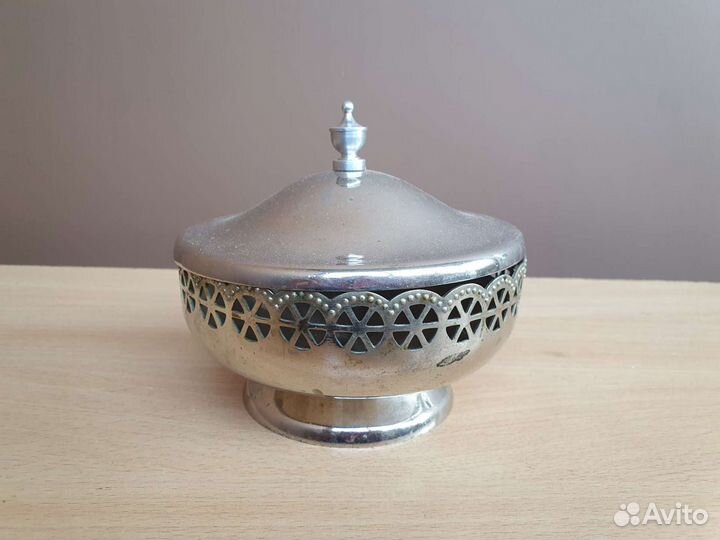 Конфетница мельхиор с крышкой