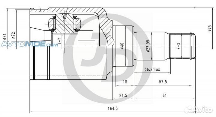 Шрус внутренний левый JCN0170 just drive