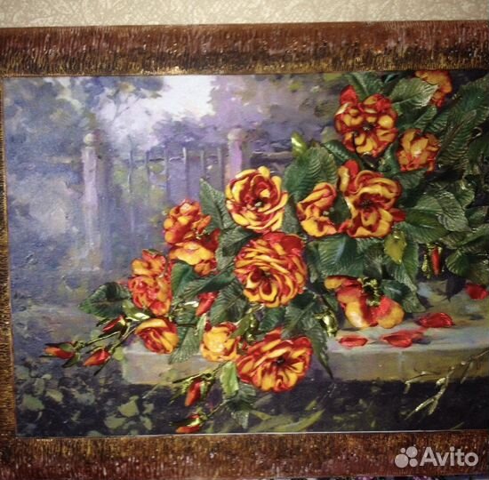 Картины, вышитые лентами. Ручная работа