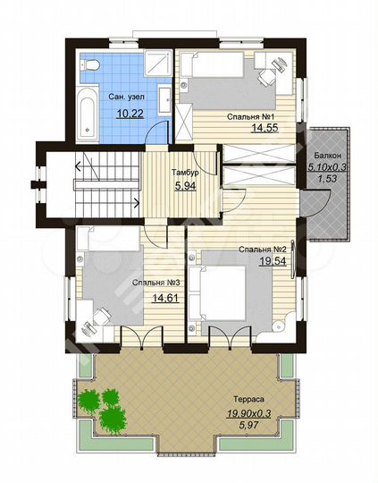 Коттедж 212 м² на участке 12,5 сот.