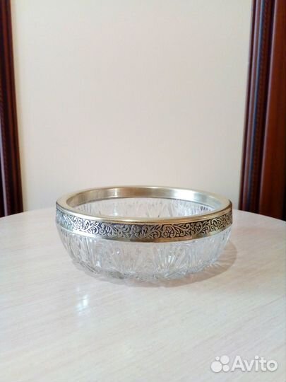 Икорница, хрусталь + мельхиор