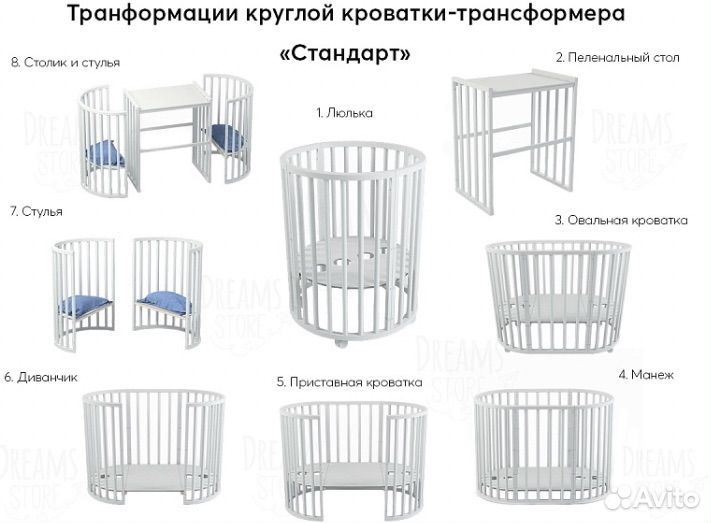Кроватка трансформер круглая