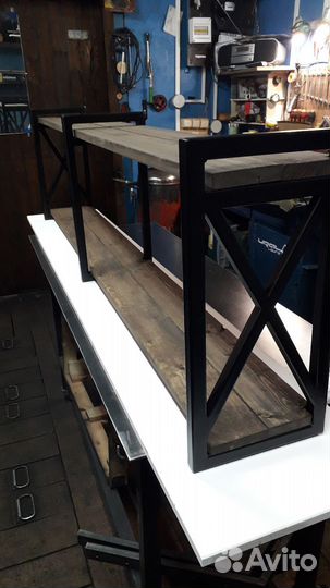 Полка навесная металл и дерево