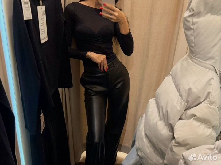 Кожаные брюки mango