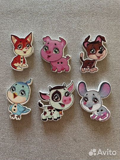 Пуговицы деревянные Животные, 31 шт