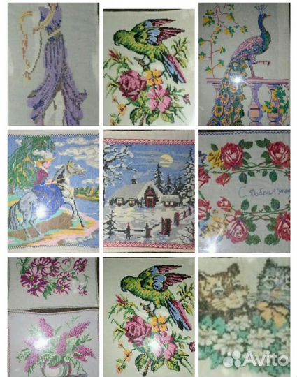Картины вышитые винтаж 50-60гг