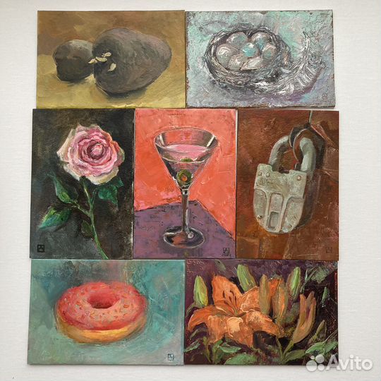 Миникартины маслом авторские