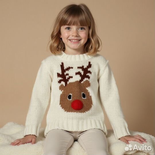 Свитер джемпер Next с оленем новогодний р 134-140