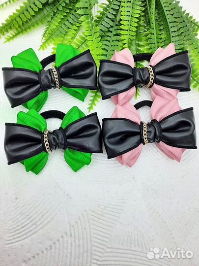 Бантики из кожаной ленты