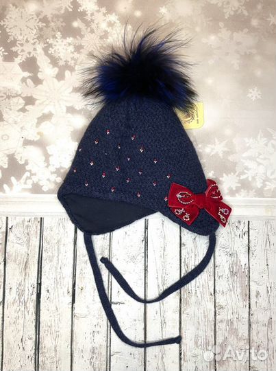 Шапка синяя новая шерсть Mothercare Kotik Totti