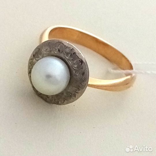 Кольцо / размер 16 / 3,90г / золото 583 / жемчуг