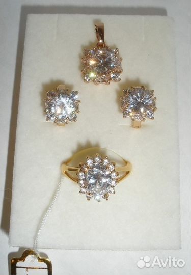 Комплекты разновид.камни-циркон\позолочен.с камн