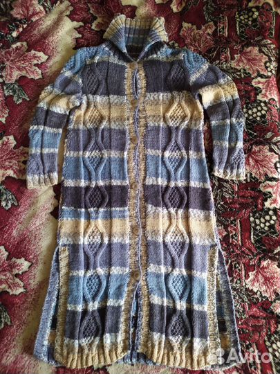 Пальто вязаное женское разноцветное