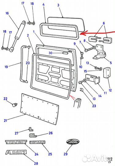 Уплотнитель заднего стекла Ford Transit 1063378