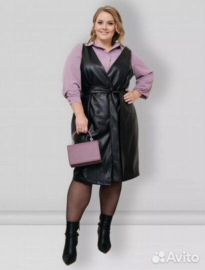 Сарафан из экокожи 66 размер