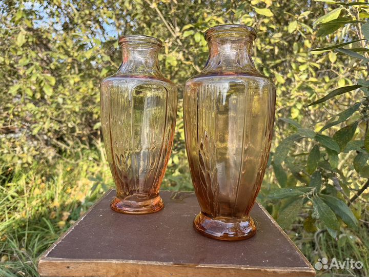 Вазы стеклянные колоски винтаж