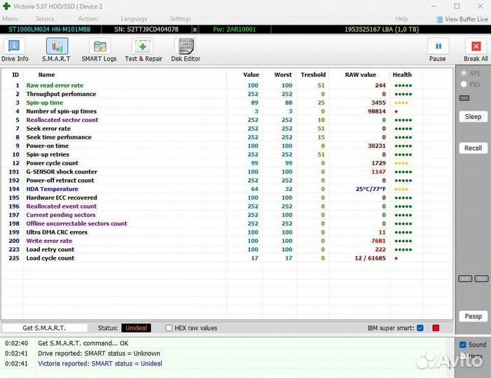 Жесткий диск для ноутбука Samsung ST1000LM024 1 тб