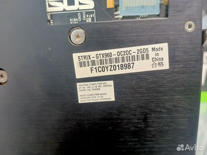 Видеокарта asus Strix GTX 960 2Gb
