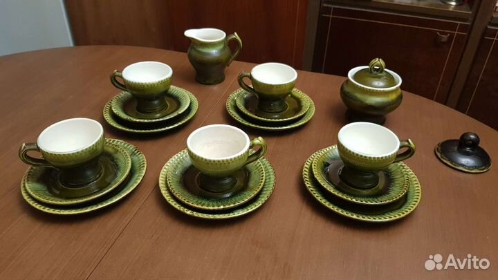 Сервиз зик СССР зелёный 17 предметов