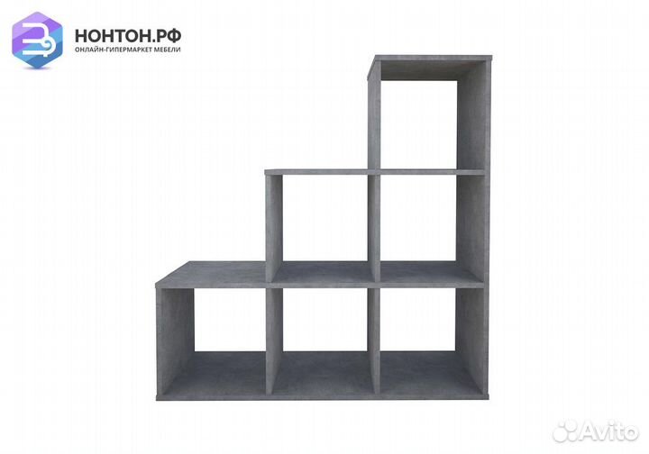 Стеллаж каскадный Polini home Smart 6 секций бетон