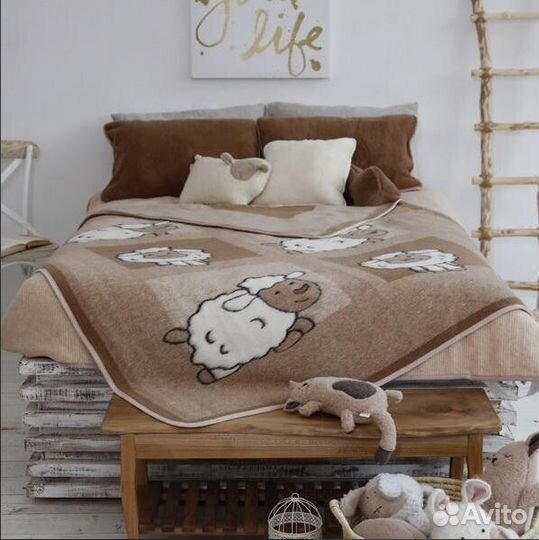 Плед из шерсти мериноса 160 190 см Овечка Шолли