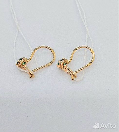 Золотые серьги с фианитом