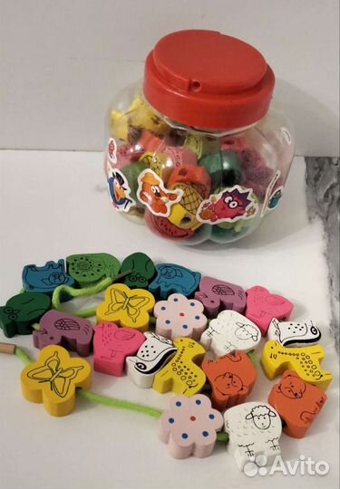 Набор мозаика IKEA и шнуровка деревянная