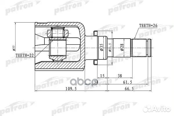 ШРУС внутренний левый 26x35x22 PCV1363 patron