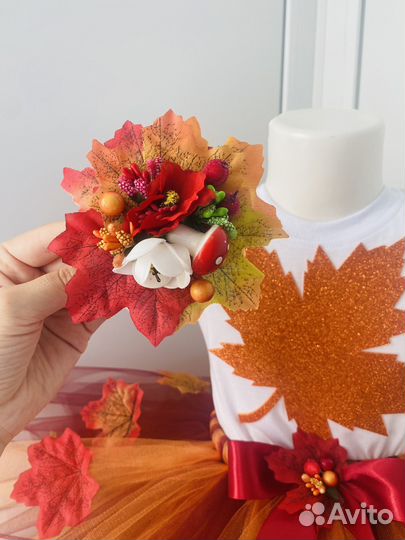 Осенняя брошка, заколка с листьями