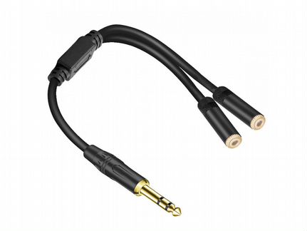 Аудио-переходник 2xMini Jack 3.5 мм (F) - Jack 6.5