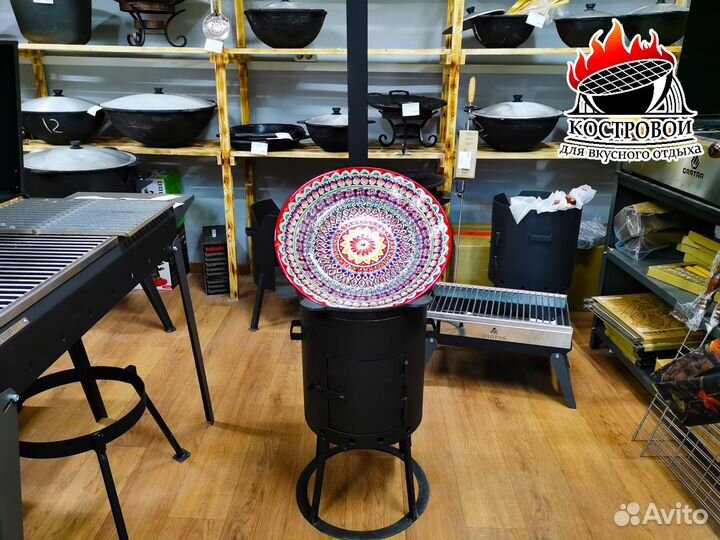 Казан 6 литров + Печь с дымоходом +ляган - подарок