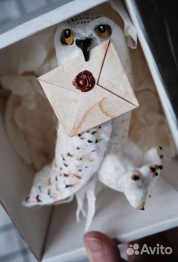 Ватная елочная игрушка сова Букля Гарри Поттер