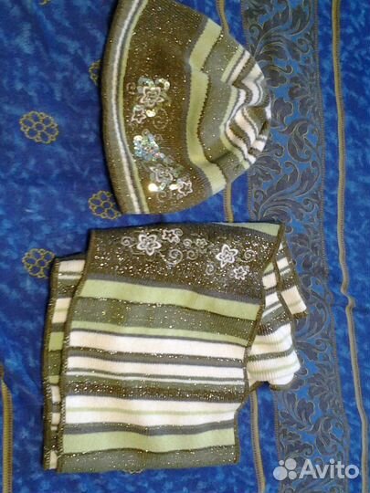 Комплект шапка и шарф 3 шт