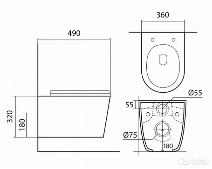 Унитаз подвесной Aquatek Вега AQ1904T-00