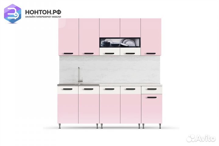Кухня Рио 2.0 м розовый / бежевый