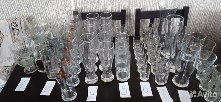 Посуда: стаканы, рюмки, вазы, креманки, кружки