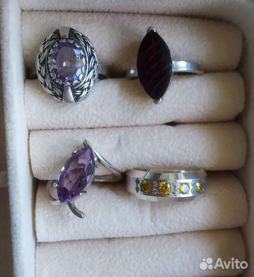 Серебряные кольца и серьги