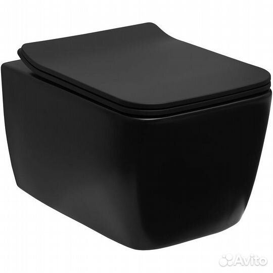 Унитаз подвесной Allen Brau Liberty с сиденьем микролифт черный матовый 4.33007.31+4.33008.31