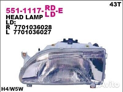 Фара передн прав renault: 19 93