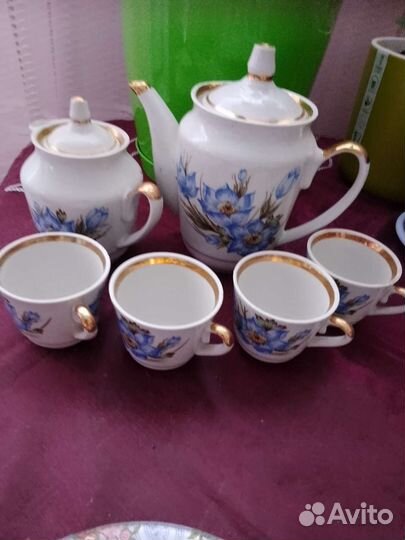 Сервиз чайный СССР из 6 предметов с позолотой