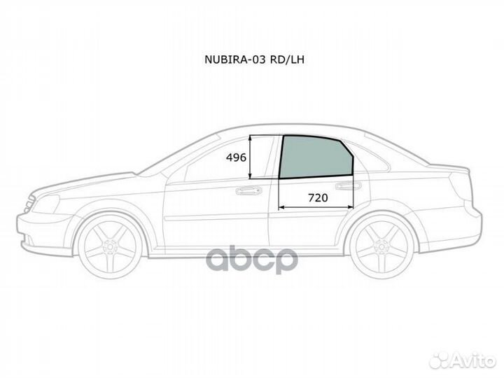 Стекло боковое опускное (Сзади/ Слева/ Цвет зел