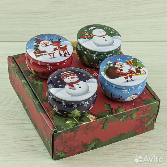 Набор 4 шт сувенирных баночек Новый Год 65 мл №43