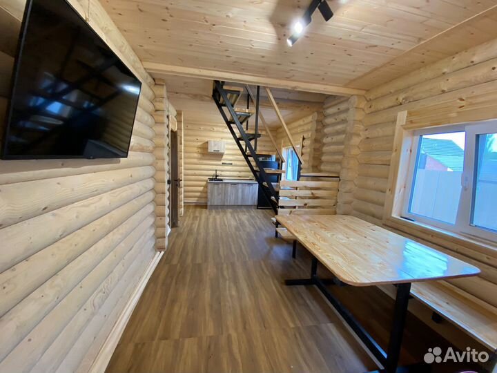 Баня на дровах с горячим чаном у реки