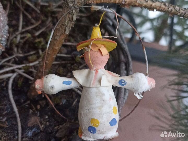 Игрушка елочная Клоун с обручем СССР